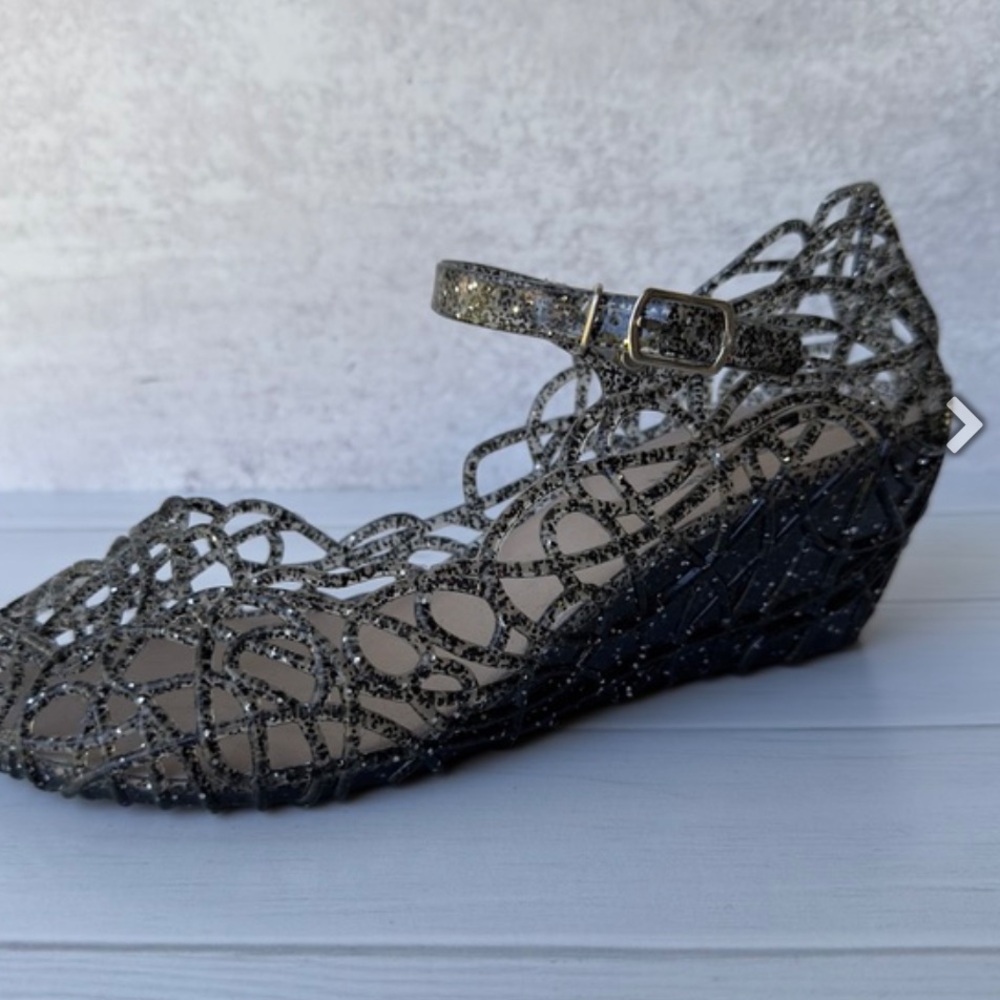 Vivienne Westwood Anglomania Melissa Silver Glitter Jelly Wedges - Picture 5 of 16